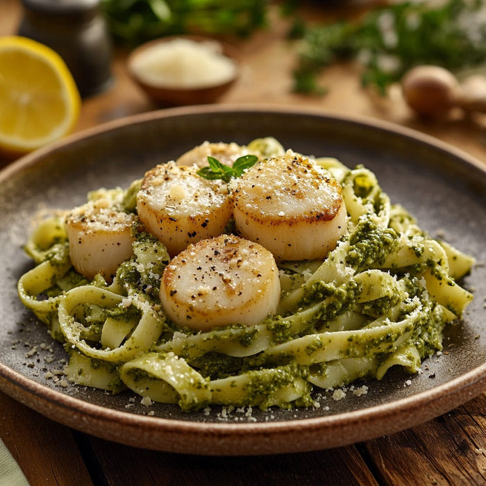 easyChef Pro Scallop Pesto Fettuccine Recipe