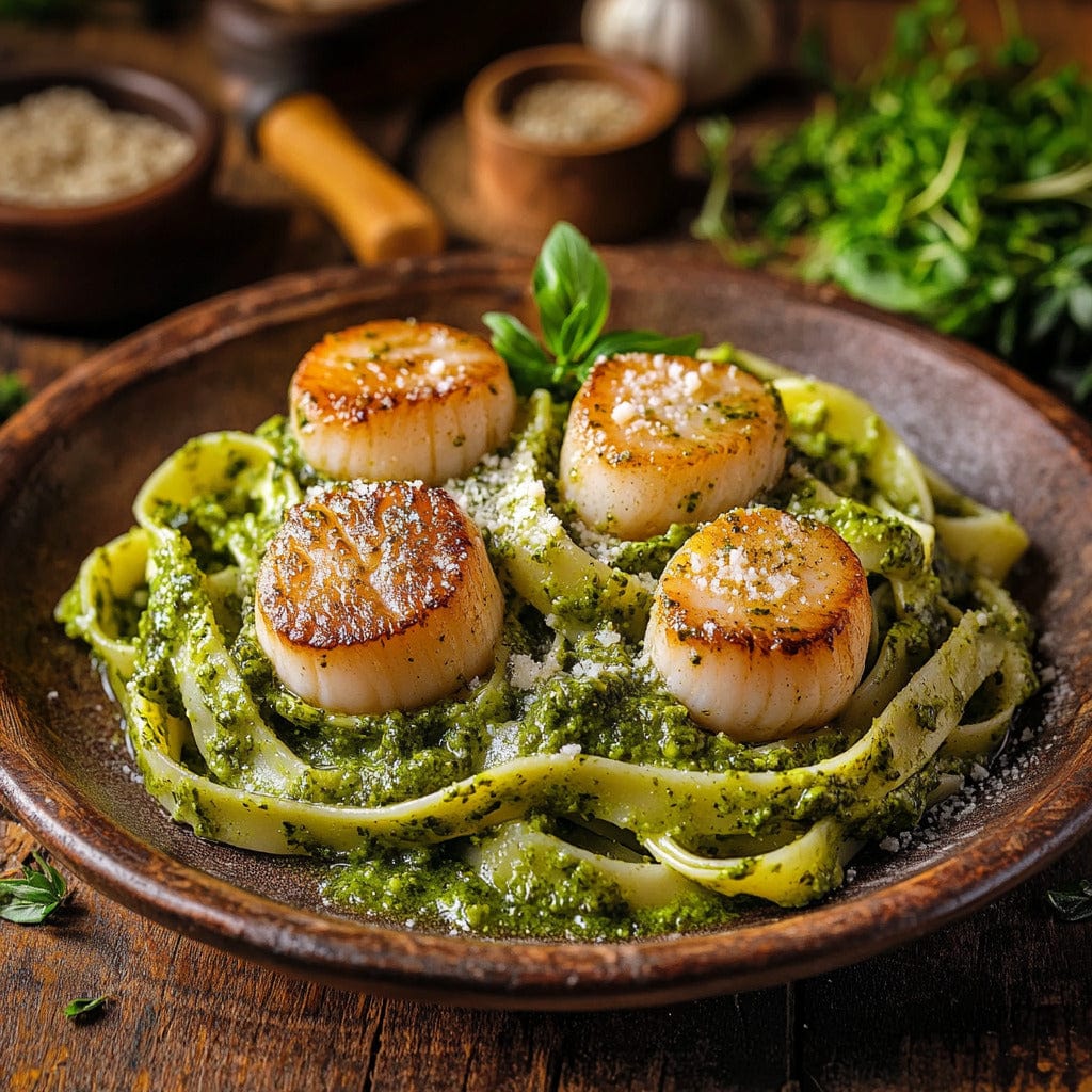 easyChef Pro Scallop Pesto Pasta Recipe
