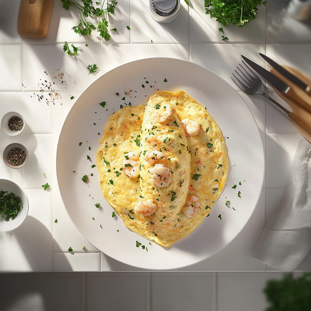 easyChef Pro Seafood Cheddar Omelets with Rich Sauce