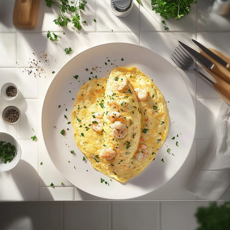 easyChef Pro Seafood Cheddar Omelets with Rich Sauce