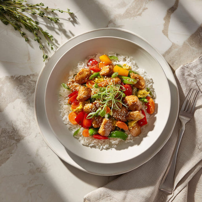 easyChef Pro Sesame Chicken Stir-Fried Rice with Colorful Veggies