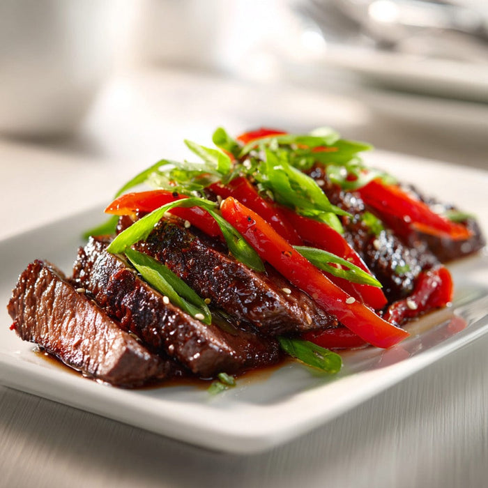 easyChef Pro Sesame-Infused Flat Iron Steak with Colorful Peppers