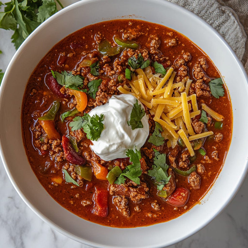 easyChef Pro Smoky Buffalo Chili with Roasted Peppers