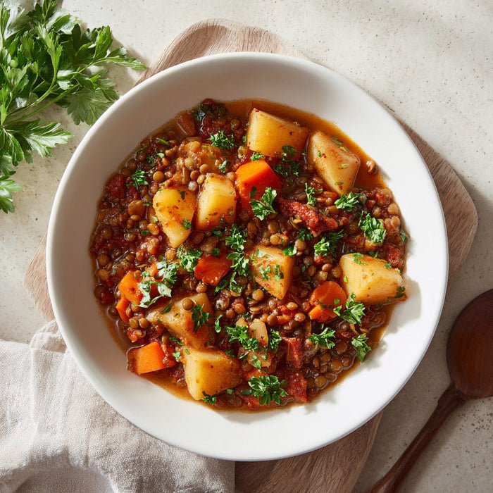 easyChef Pro Smoky Chorizo and Lentil Stew with Potatoes