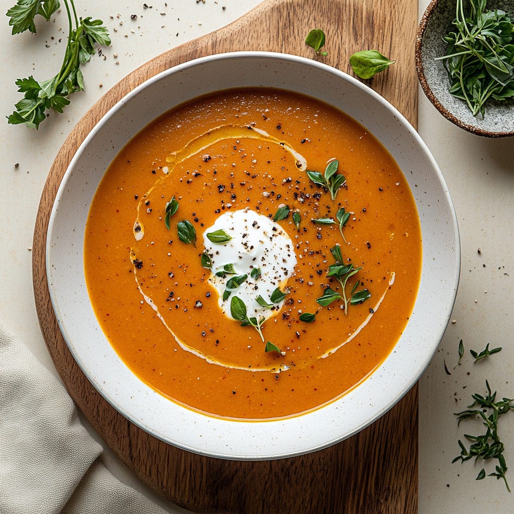 easyChef Pro Smoky Roasted Red Bell Pepper and Cannellini Bean Soup