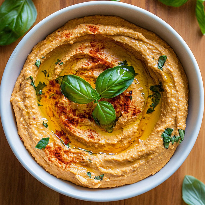 easyChef Pro Smoky Roasted Red Pepper Hummus with a Tangy Kick