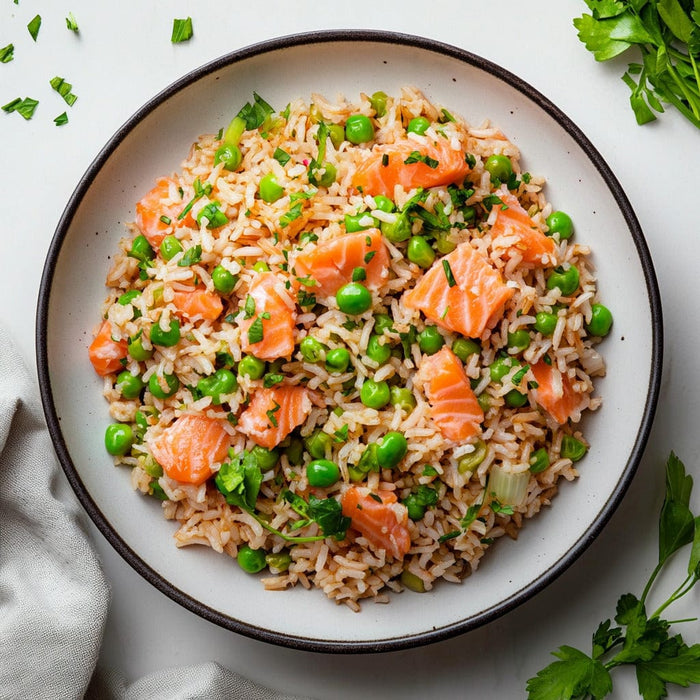 easyChef Pro Smoky Salmon Fried Rice with Peas