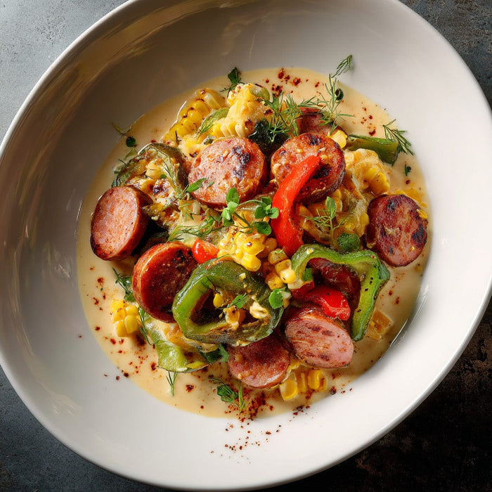 easyChef Pro Smoky Sausage and Bell Pepper Corn Medley