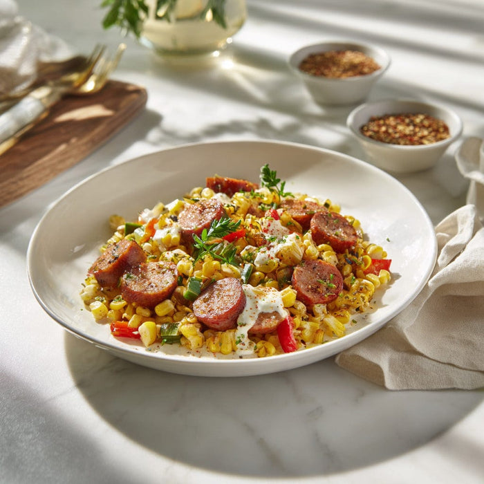 easyChef Pro Smoky Sausage and Sweet Corn Skillet Medley