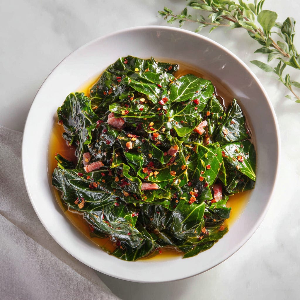 easyChef Pro Smoky Southern Collard Greens with Ham Hocks and Red Pepper Flakes