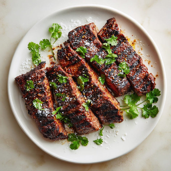 easyChef Pro Smoky Three-Pepper Flat Iron Steak with a Sweet and Spicy Rub