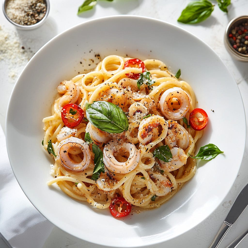 easyChef Pro Spicy Calamari Linguine with White Wine Sauce
