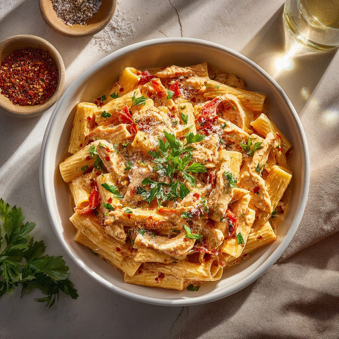 easyChef Pro Spicy Chicken Rigatoni with Roasted Peppers
