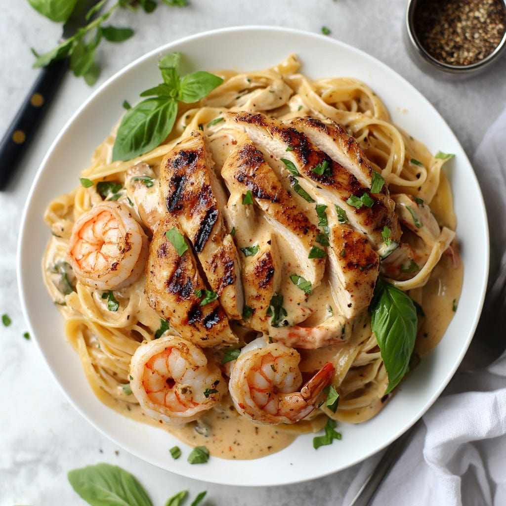 easyChef Pro Spicy Creamy Chicken and Shrimp Linguine