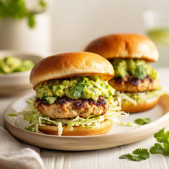 easyChef Pro Spicy Green Chili Chicken Burgers with Avocado Salsa Spread