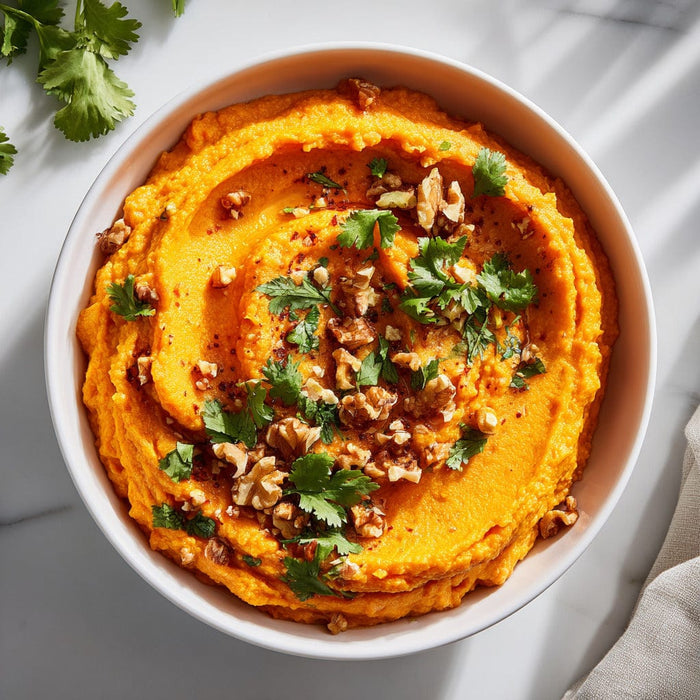 easyChef Pro Spicy Jalapeño Cilantro Sweet Potato Mash with Crunchy Walnuts