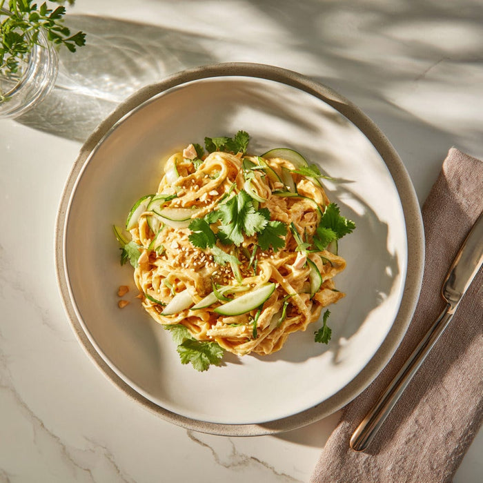 easyChef Pro Spicy Peanut Sesame Noodle Salad with Fresh Cilantro and Cucumber