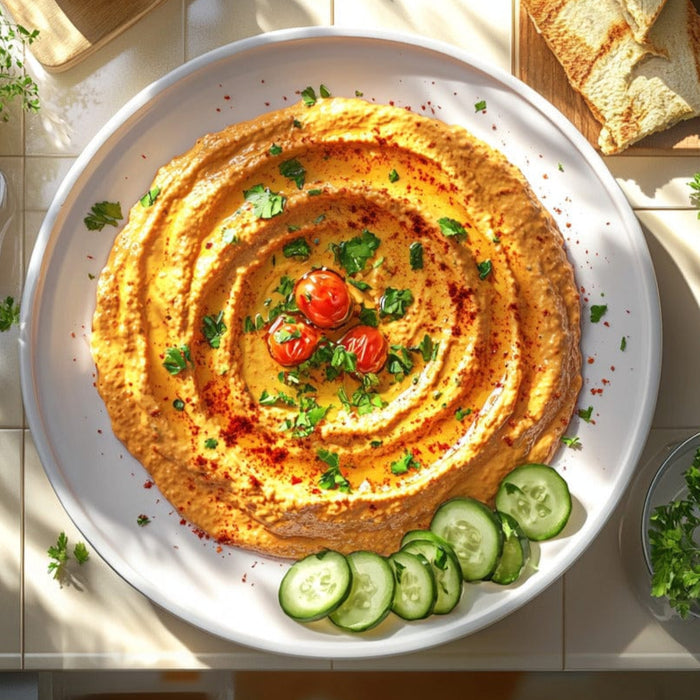 easyChef Pro Spicy Roasted Red Pepper Hummus