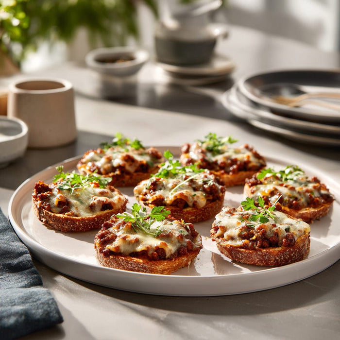 easyChef Pro Spicy Sausage and Beef Mini Pizzas on Rye