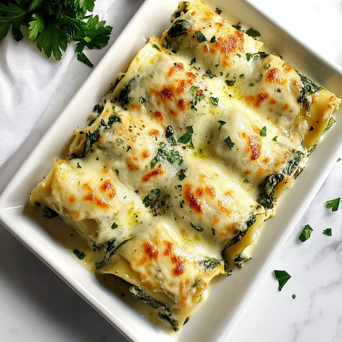 easyChef Pro Spinach & Ricotta Lasagna Roll-Ups with Alfredo Sauce