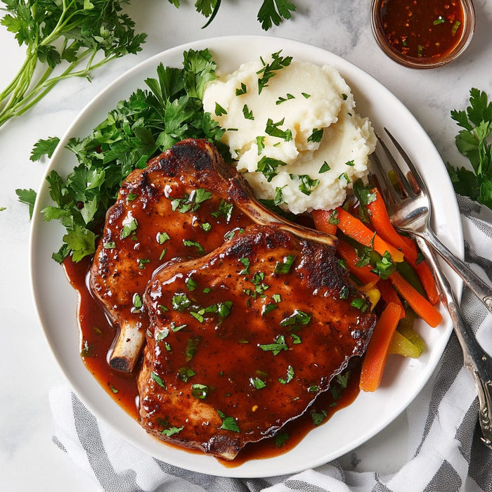 easyChef Pro Sweet and Tangy Broiled Pork Chops with Spiced Sauce
