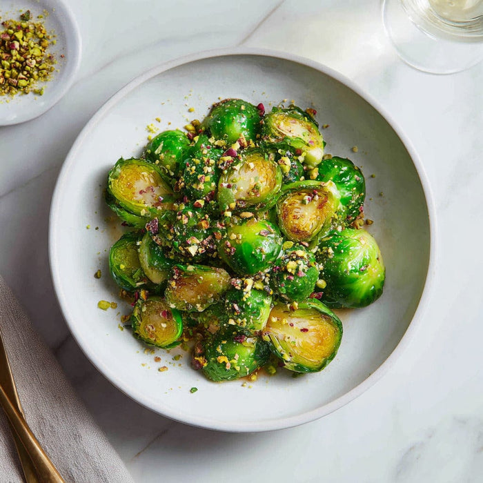 easyChef Pro Sweet and Tangy Caramelized Brussels Sprouts with Pistachios