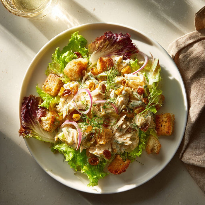 easyChef Pro Tangy Dijon Chicken Salad with Crunchy Pine Nuts and Sweet Golden Raisins