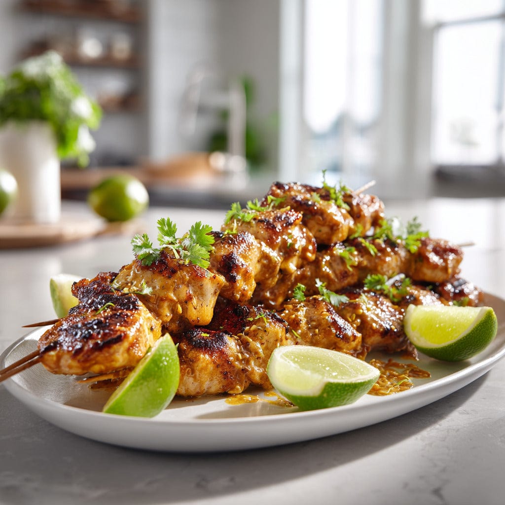 easyChef Pro Thai Peanut Chicken Skewers with Grilled Lime
