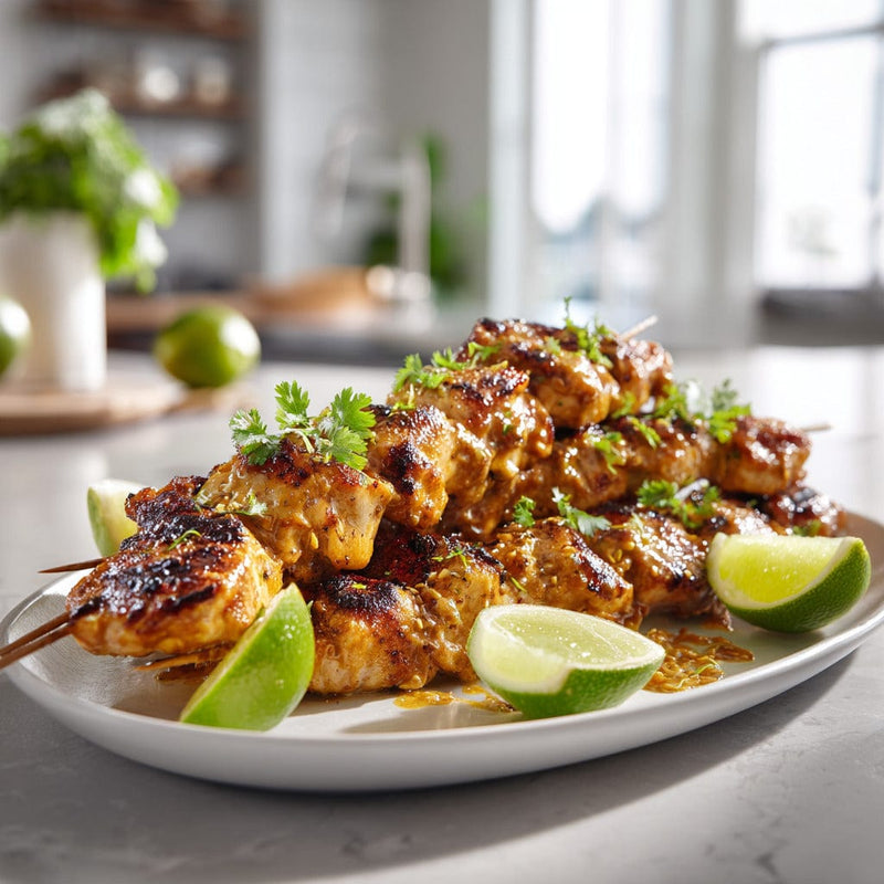 easyChef Pro Thai Peanut Chicken Skewers with Grilled Lime
