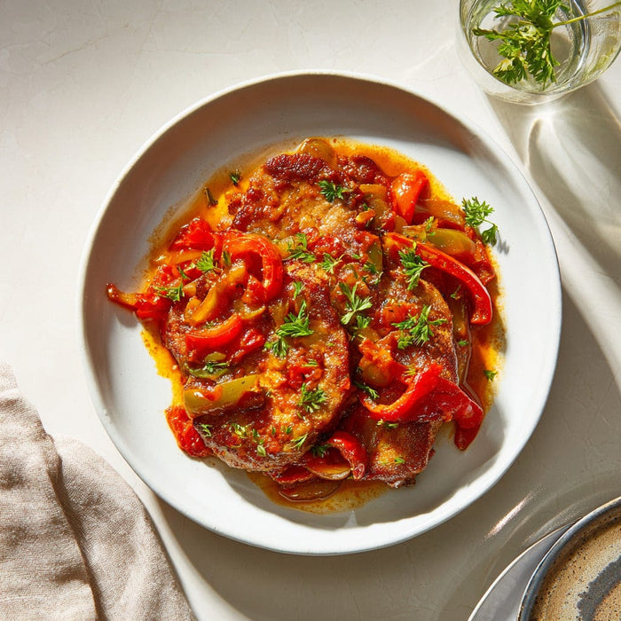 easyChef Pro Tomato-Braised Pork Chops with Bell Peppers