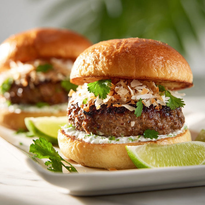 easyChef Pro Tropical Coconut-Lime Beef Burgers with Toasted Coconut Crunch