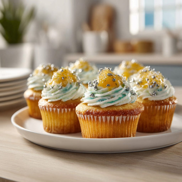 easyChef Pro Tropical Curry Lemon Curd Coconut Cupcakes with Basil Whipped Cream