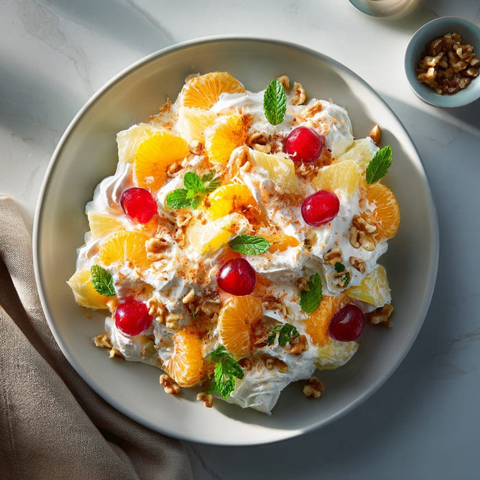 easyChef Pro Tropical Paradise Ambrosia Salad with Toasted Coconut and Spiced Walnuts