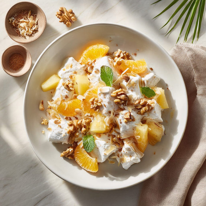 easyChef Pro Tropical Spiced Ambrosia Fruit Salad with Toasted Coconut and Walnuts