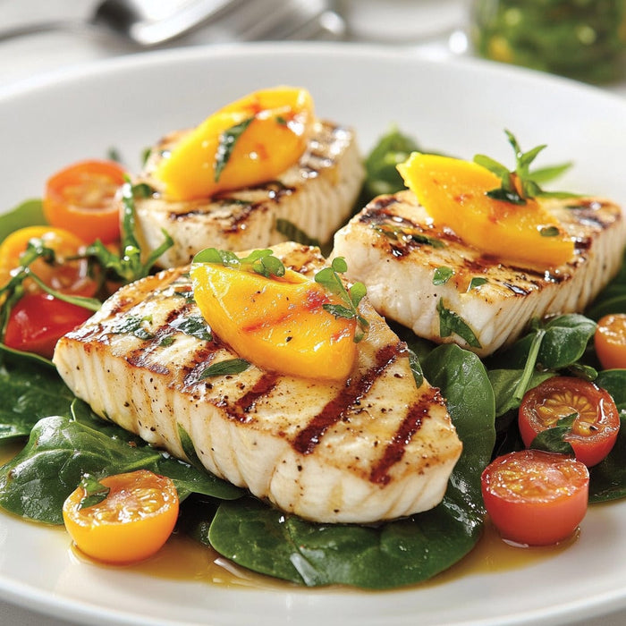 easyChef Pro Tropical Swordfish Salad with Mango-Kumquat Vinaigrette