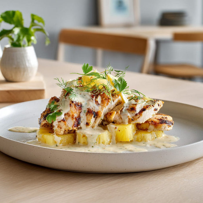 easyChef Pro Tropical Tequila-Lime Chicken with Grilled Pineapple and Coconut Sauce