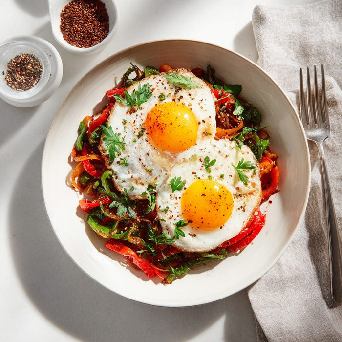 easyChef Pro Tunisian Spiced Caraway Eggs with Pepper Medley