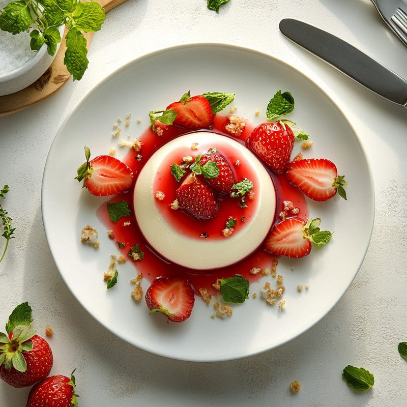 easyChef Pro Vanilla Dream Panna Cotta with Strawberry Sauce