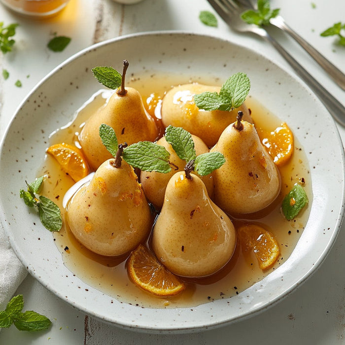 easyChef Pro Vanilla-Infused Bosc Pears in Orange Liqueur Syrup