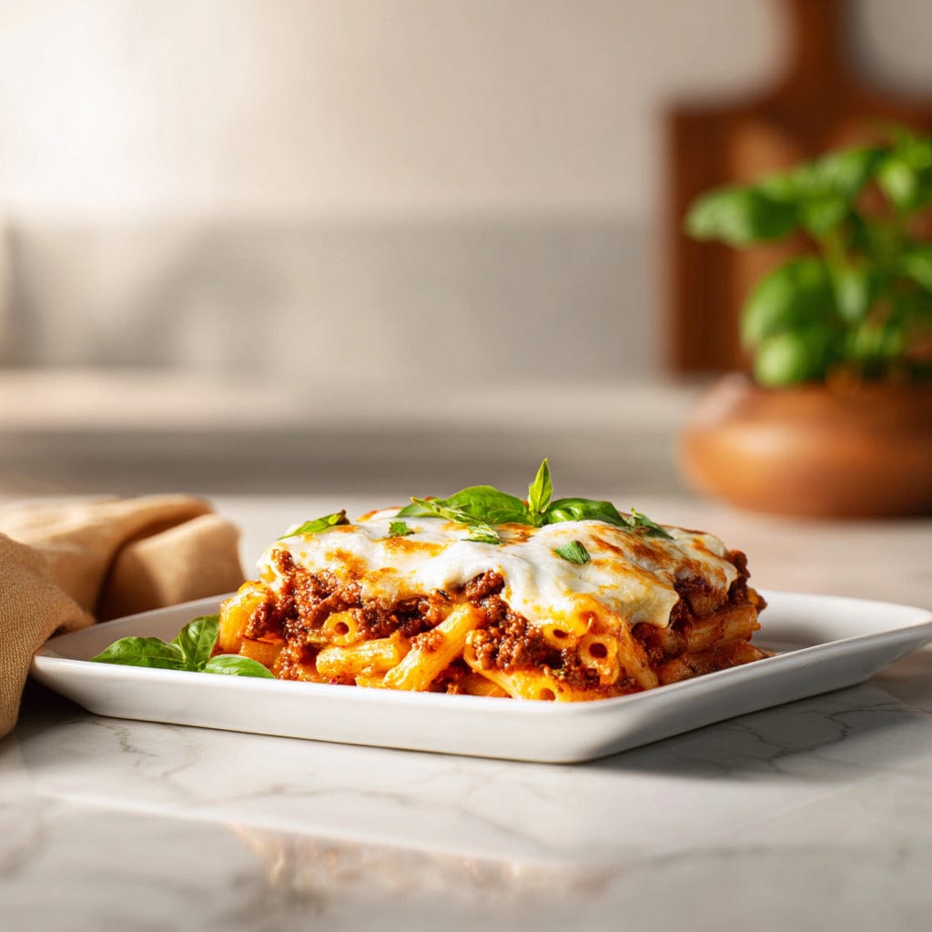 easyChef Pro Venison & Mozzarella Baked Mostaccioli Casserole