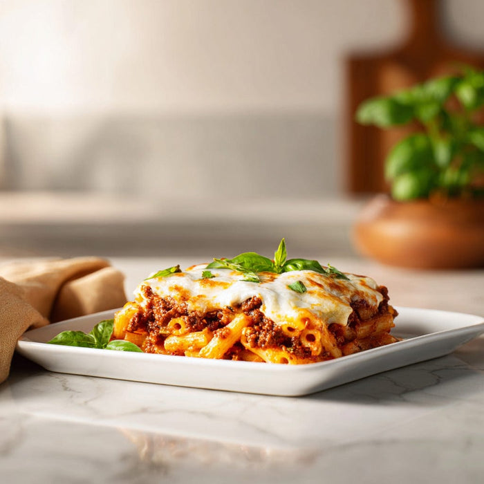 easyChef Pro Venison & Mozzarella Baked Mostaccioli Casserole