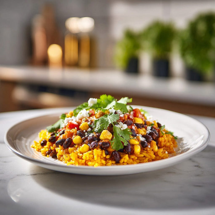 easyChef Pro Vibrant Lime-Infused Black Beans and Corn with Saffron Rice