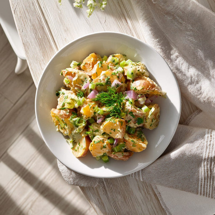 easyChef Pro Vibrant Sweet and White Potato Salad with Mustard Dressing