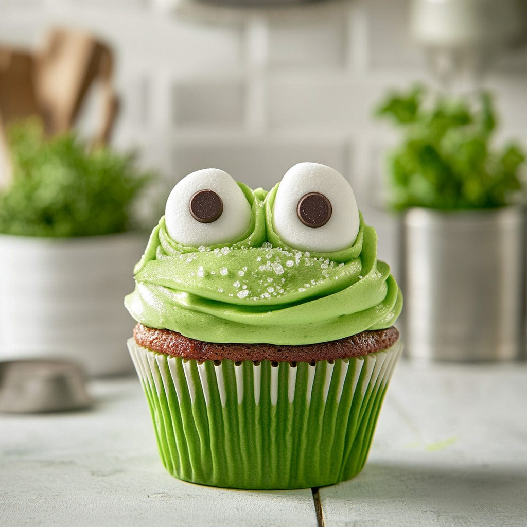 easyChef Pro Whimsical Frog Cupcakes with Marshmallow Eyes