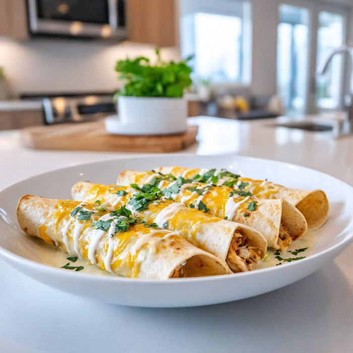 easyChef Pro Zesty Cilantro Chicken Enchiladas with Creamy Jalapeño Sauce