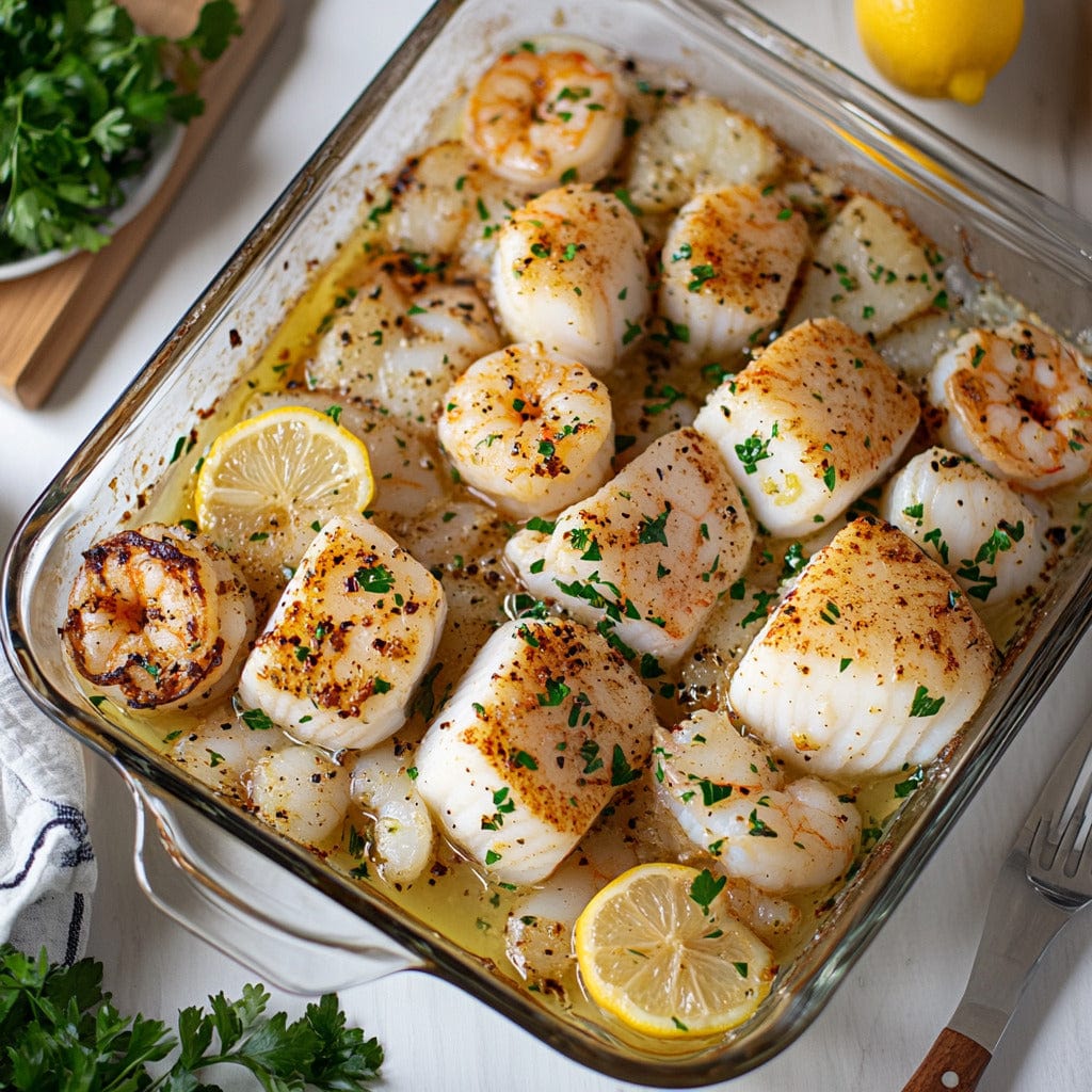 easyChef Pro Zesty Lemon Garlic Seafood Medley Bake