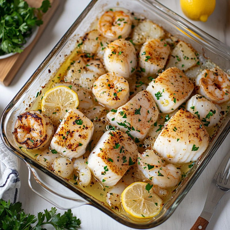 easyChef Pro Zesty Lemon Garlic Seafood Medley Bake