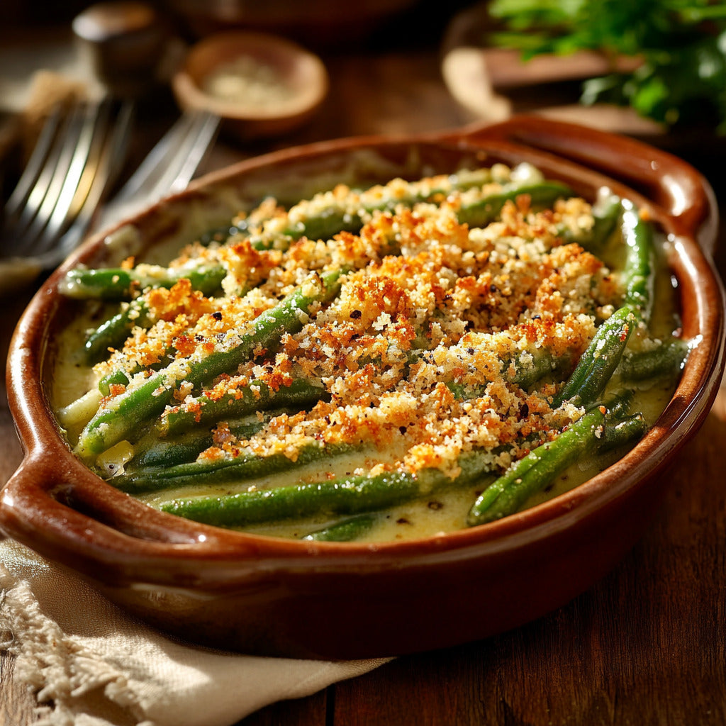 Creamy French Green Beans Au Gratin