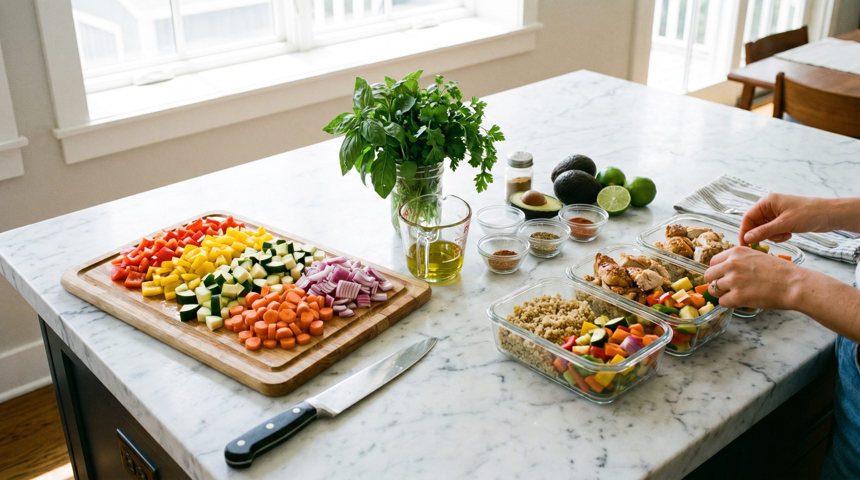 A nourishing meal bowl representing the result of a well-executed weekly meal prep