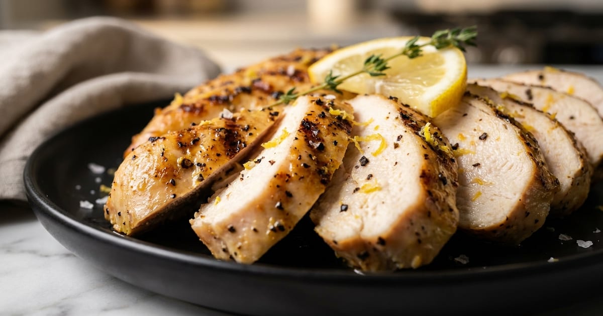 Trader Joe's Grilled Lemon Pepper Chicken Breast, a ready-to-eat lean protein